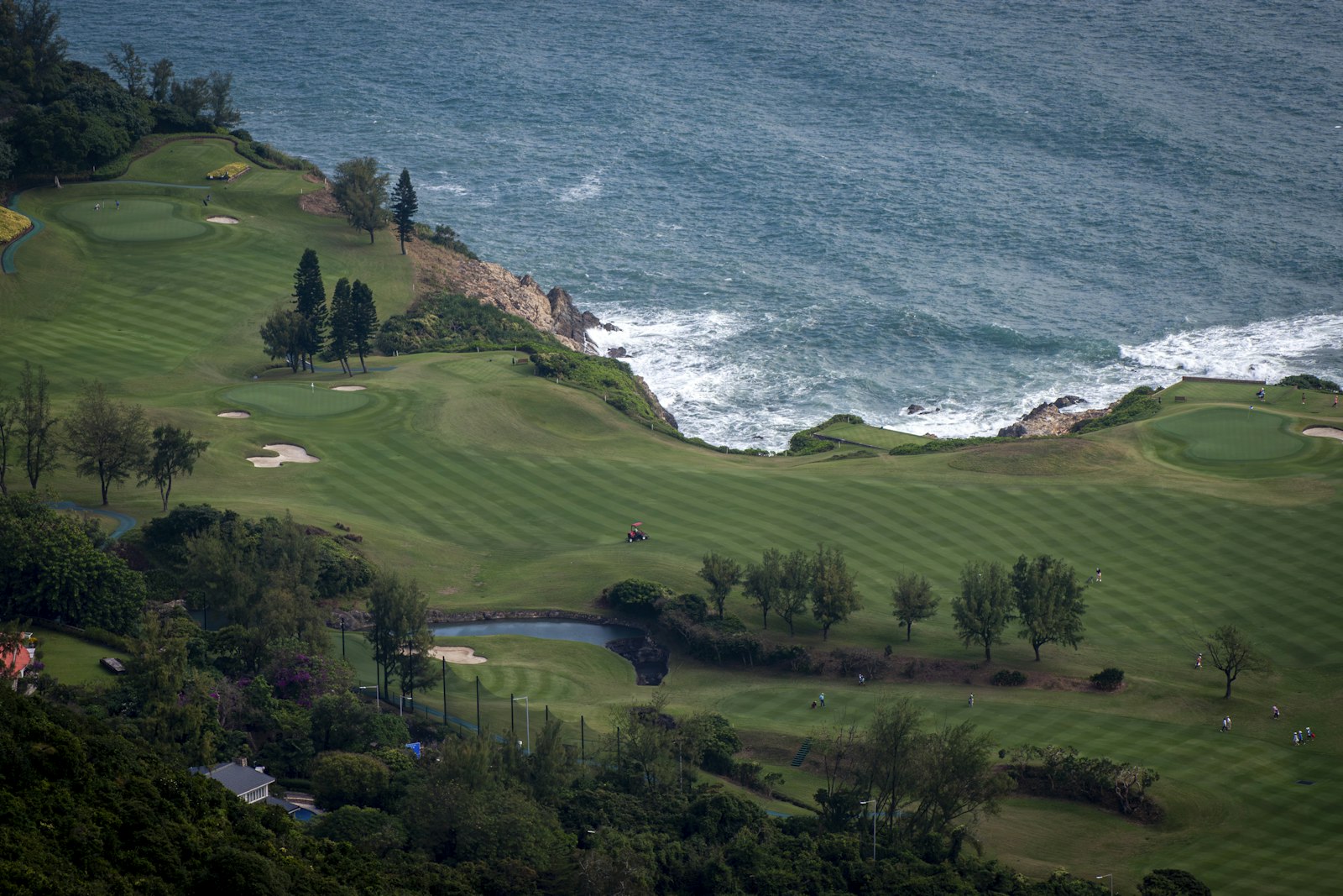 Fairways running along a cliff edge above the open sea